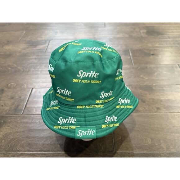 Sprite Unisex Green White All Over Print Bucket Hat Cap One Size Fit Most - Picture 2 of 12
